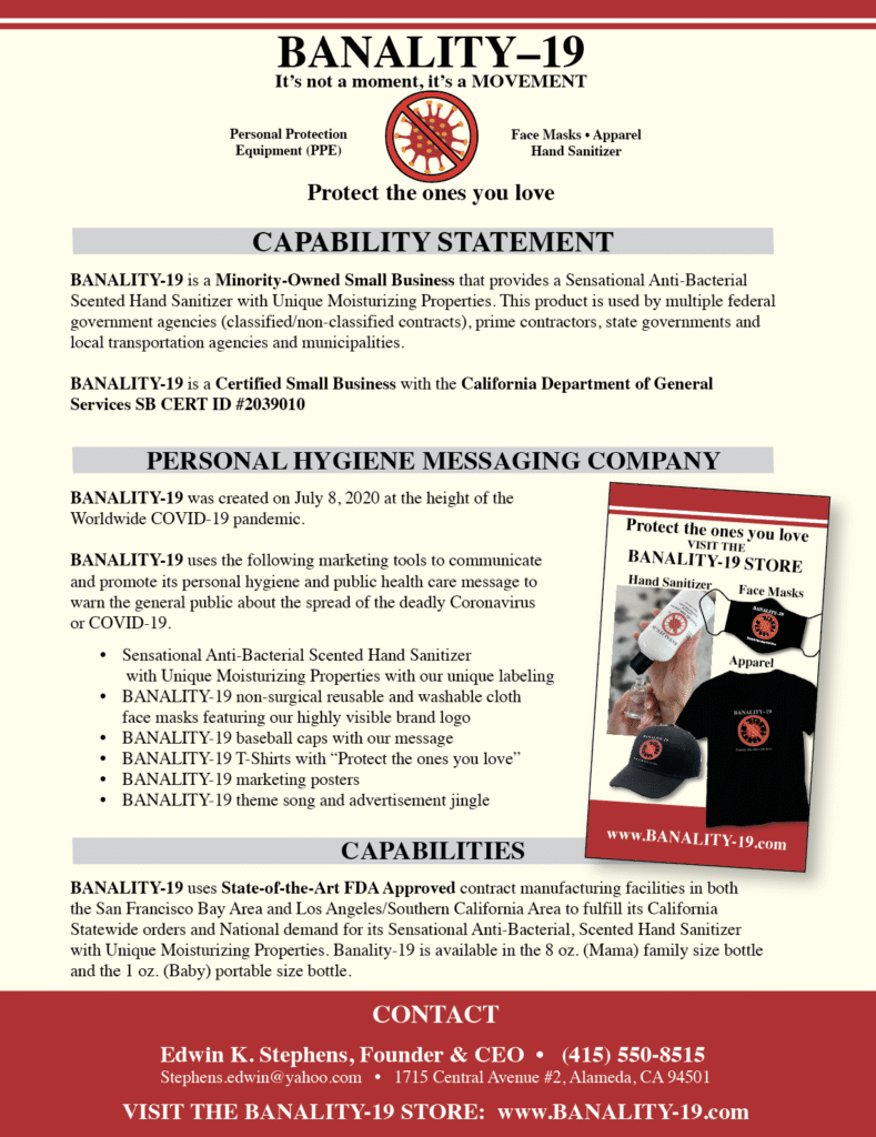 BANALITY-19 capability statement infographic