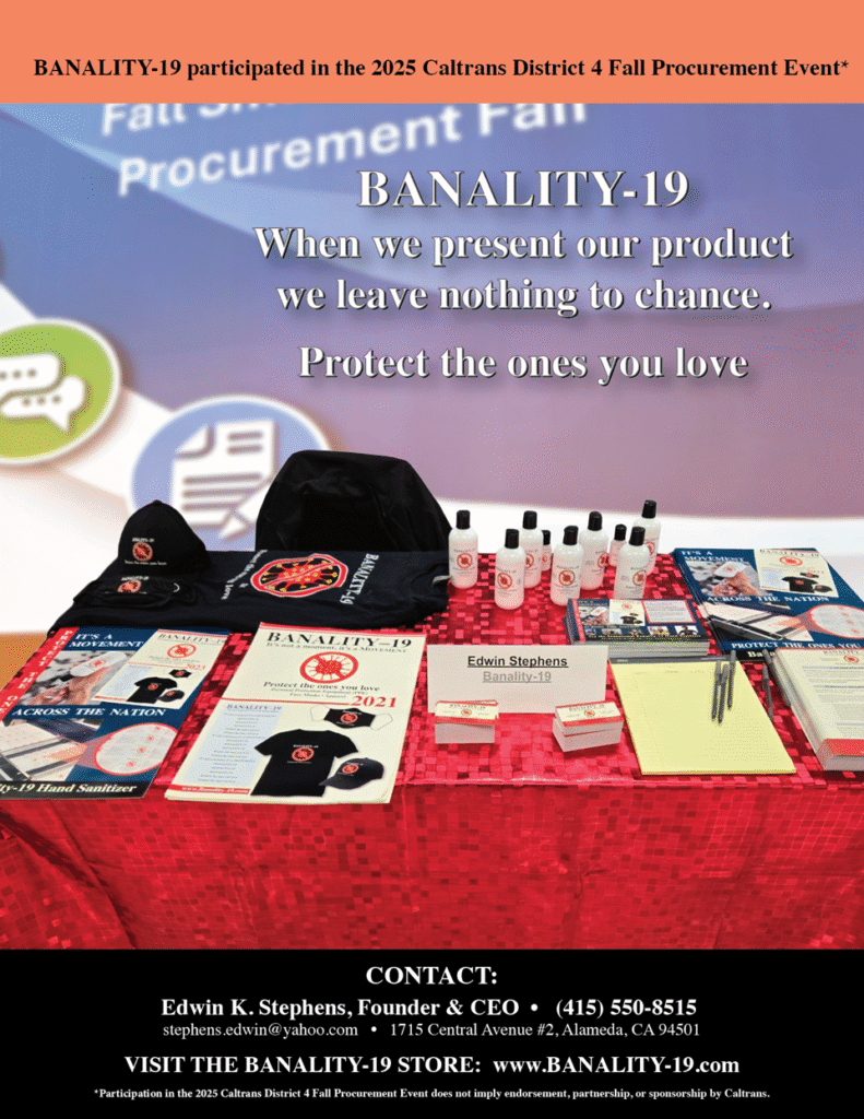 Image file for the BANALITY-19 CalTrans promotional flyer displaying the event table along with the BANALITY-19 slogan.